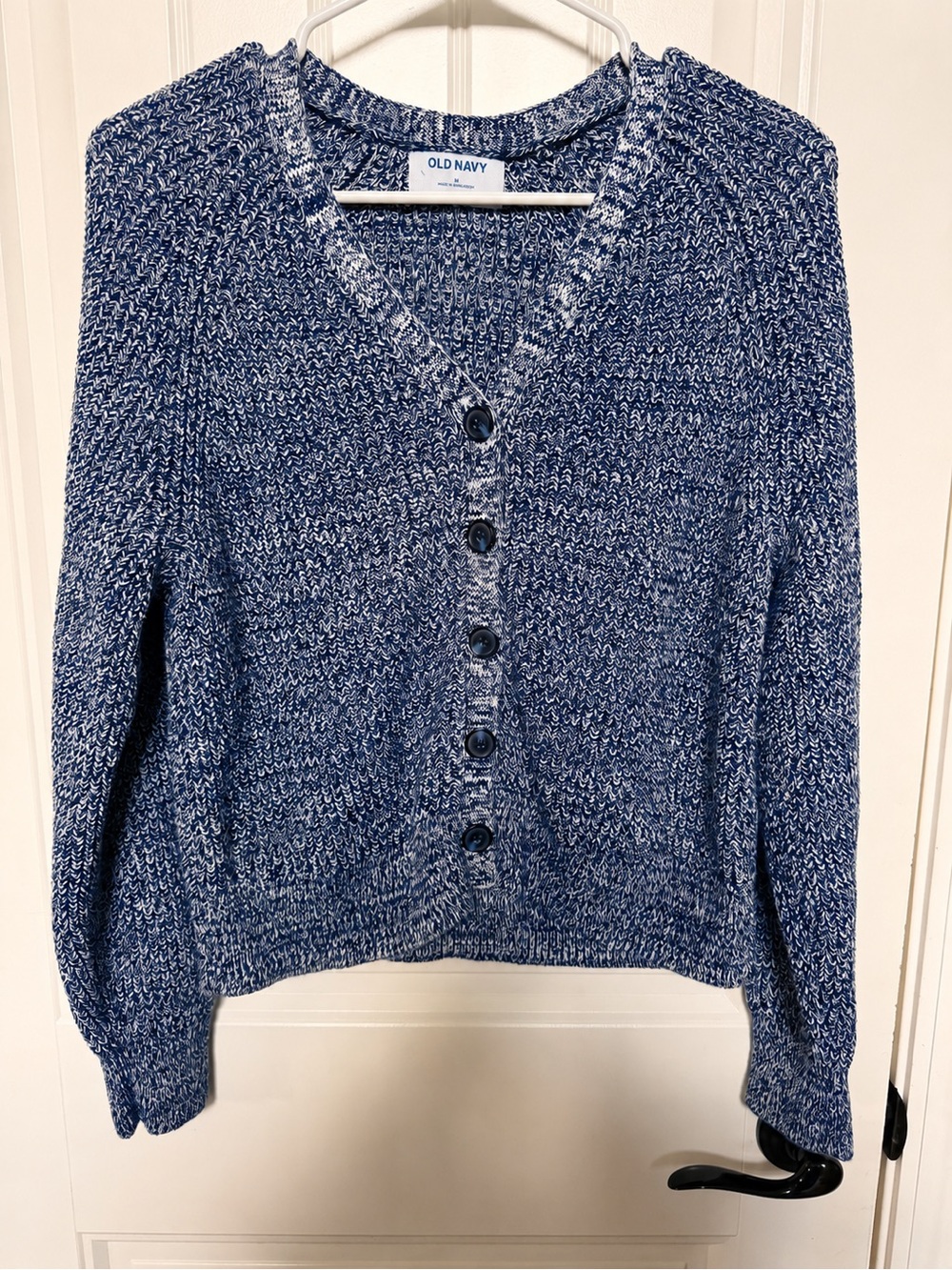 Old Navy Women's Blue Marled V-Neck Button Cardigan